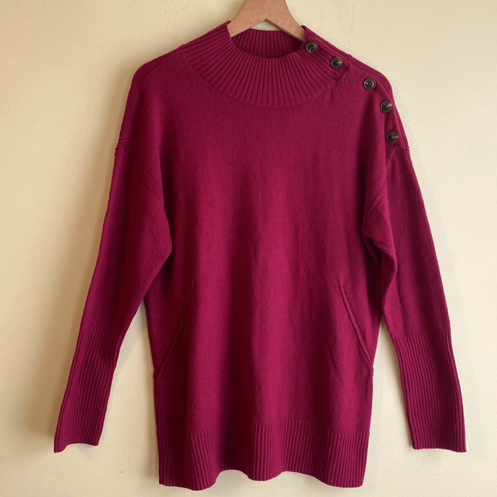 NWT Talbots Wool Blend Mock Neck Tunic Sweater